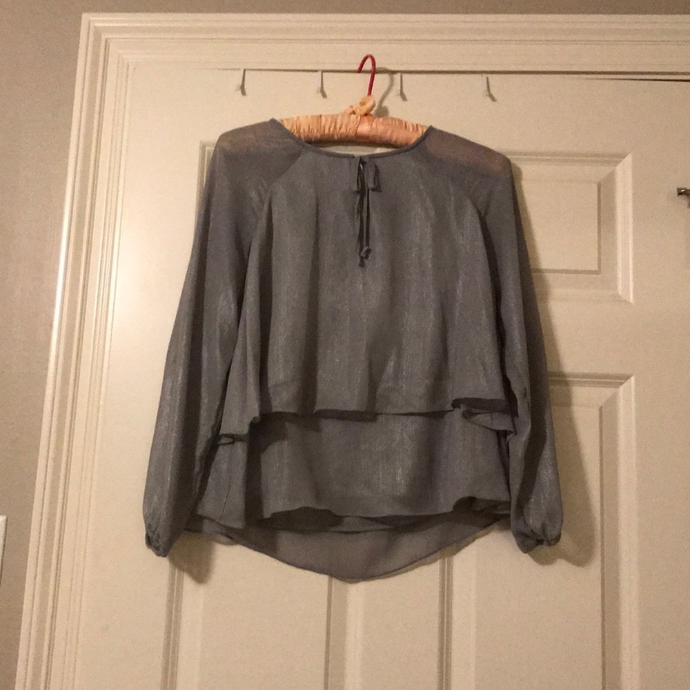Silver & silver flowy blouse
